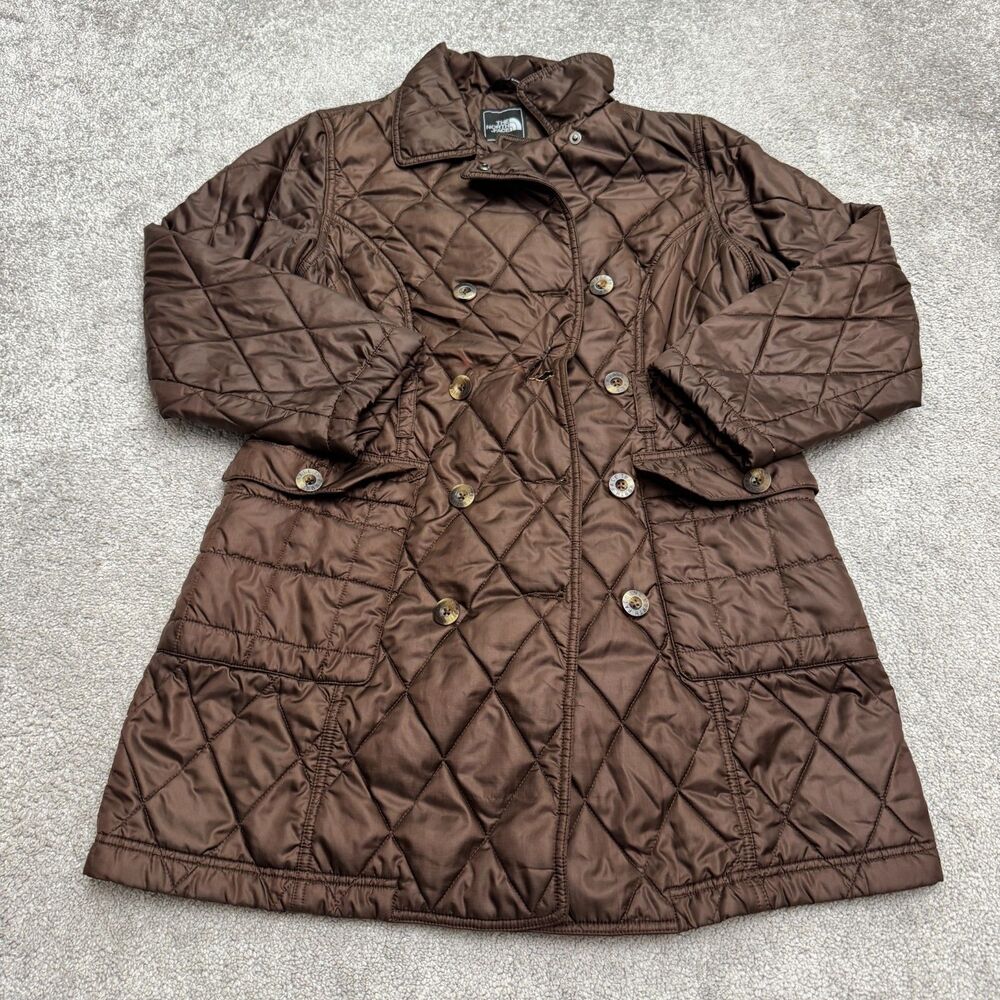 The North Face Primaloft Quilted Trench Coat Jacket Womens Medium Brown Parka